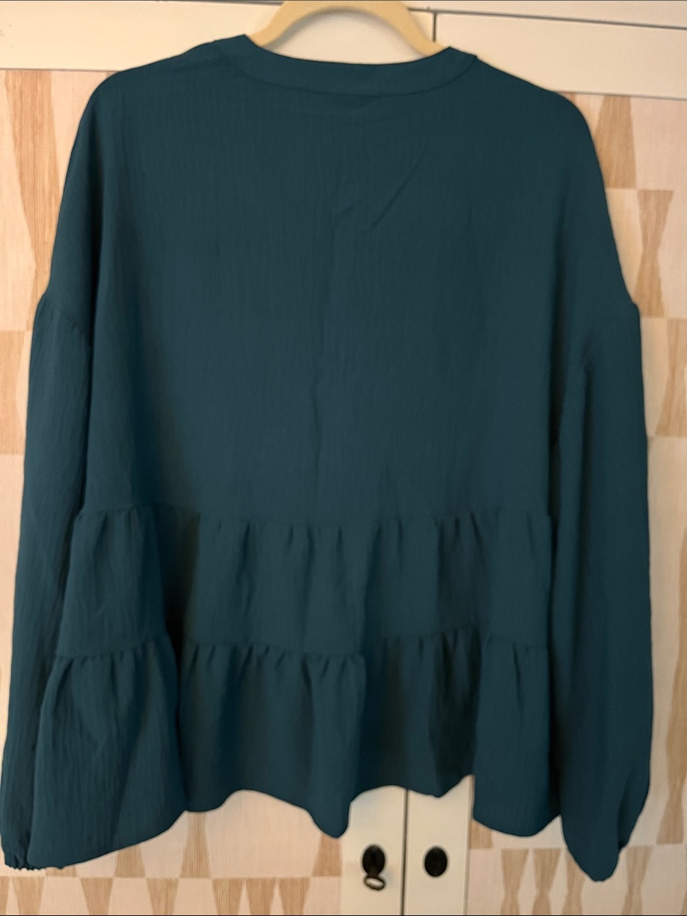 Mud Pie Teal Tiered V-Neck Tunic - Picture 3 of 3